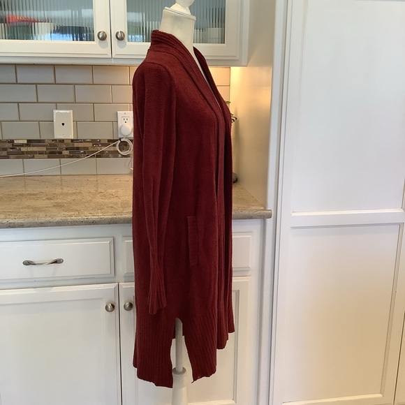 Barefoot Dreams Open Front Cardigan Sweater - Rust Burgundy Size Medium P - Picture 3 of 7